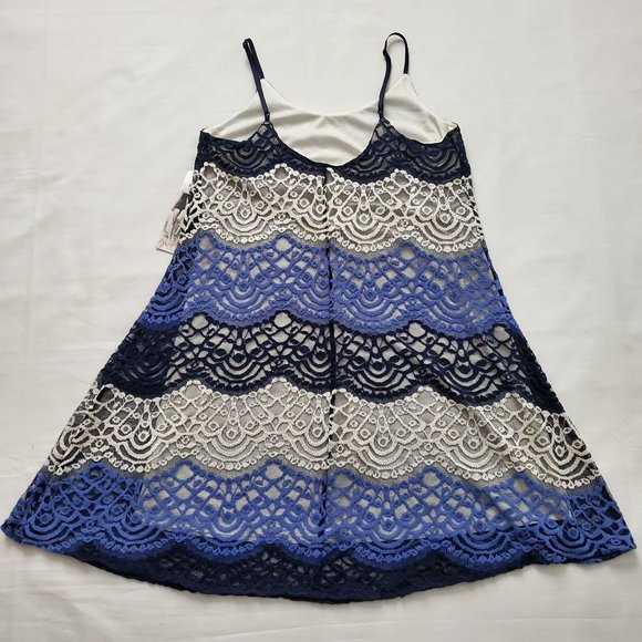 Honey And Rosie Women's White/Blue Lace Overlay Lined Cami Dress Size Small NWT - Picture 7 of 11